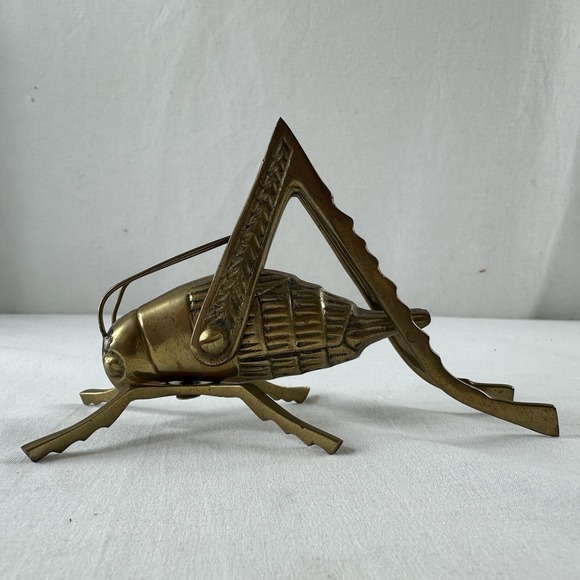 Vintage Solid Brass Cricket/Grasshopper Figurine Paperweight W/ Moveable Legs - Picture 5 of 10